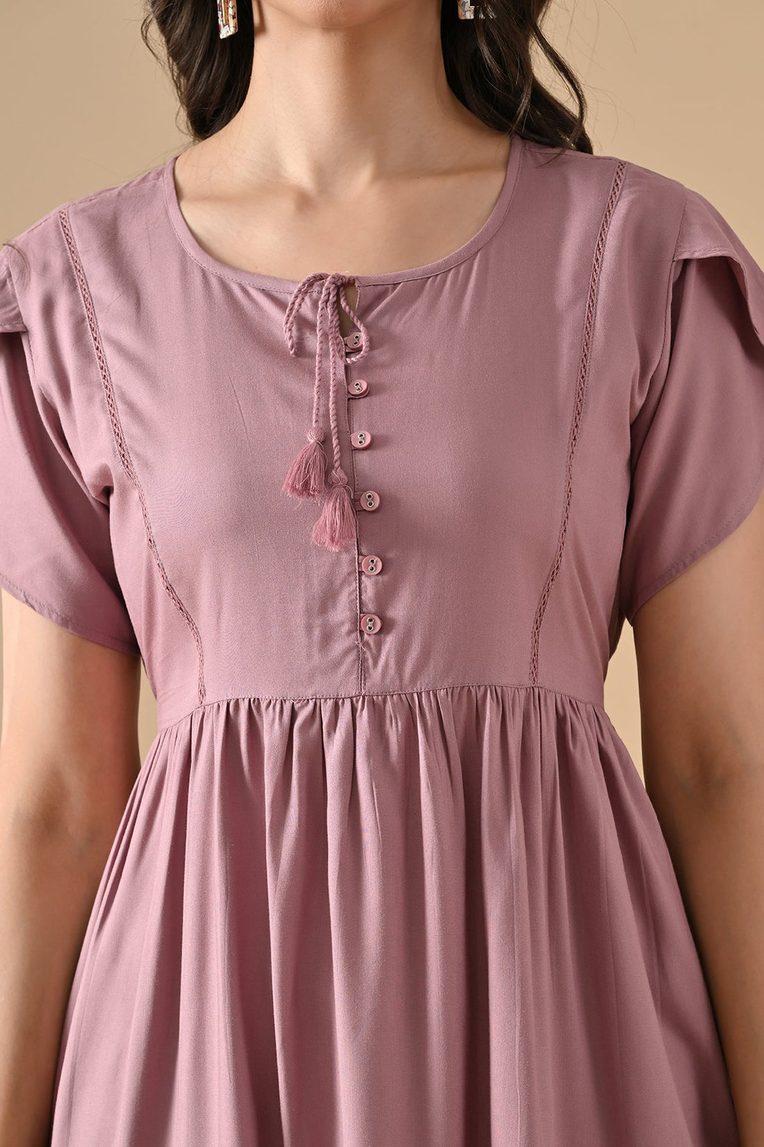 Mauve Solid Flared Tunic