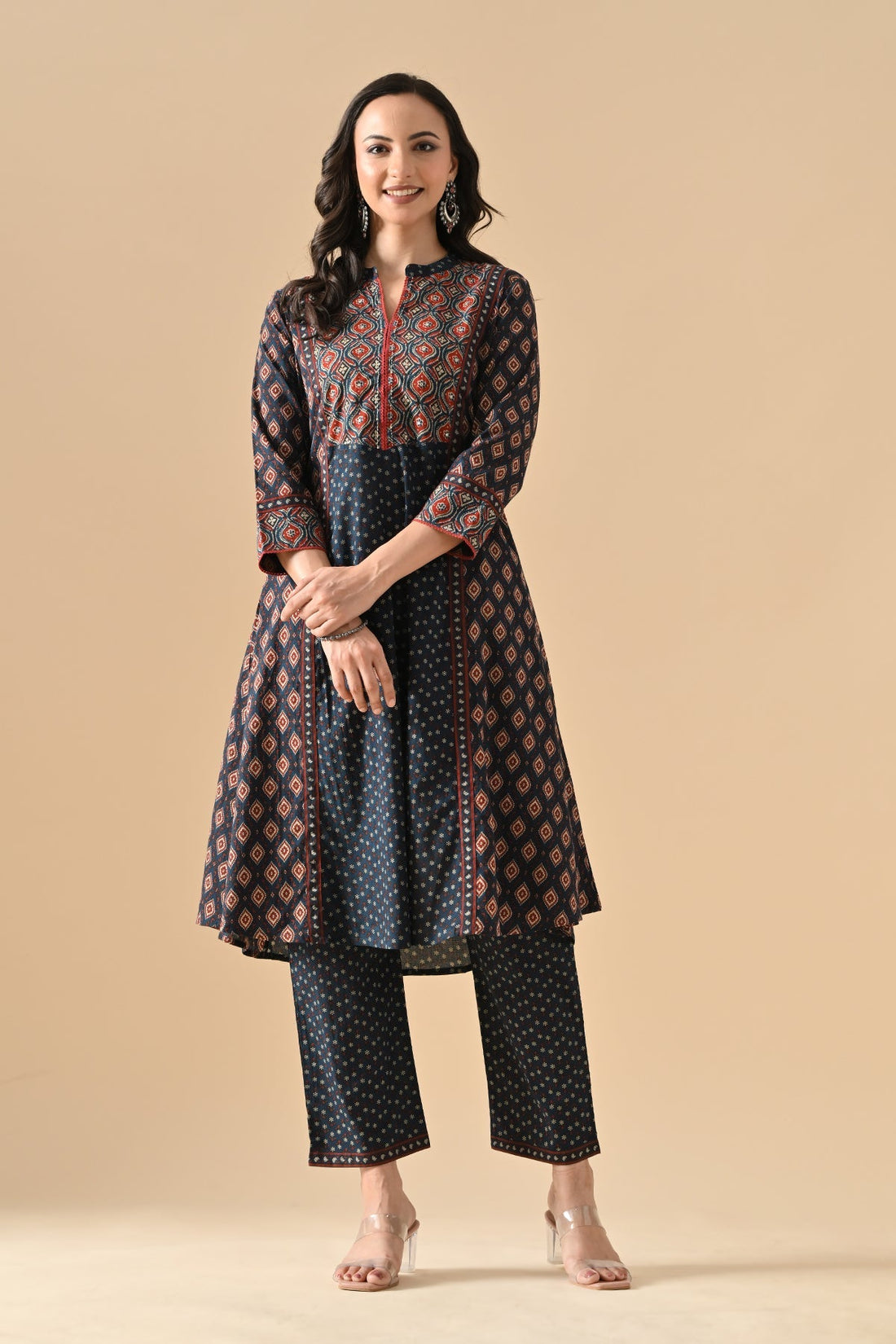 Blue Printed Kurta 2 Pcs Set