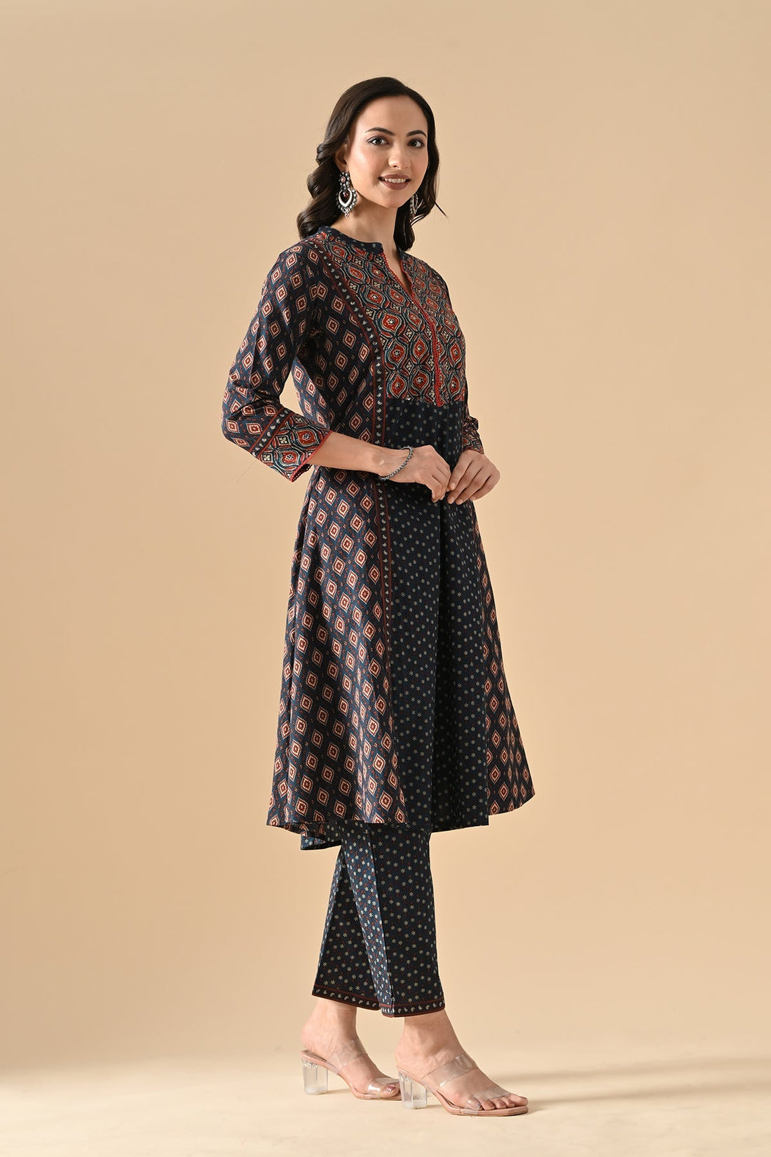Blue Printed Kurta 2 Pcs Set