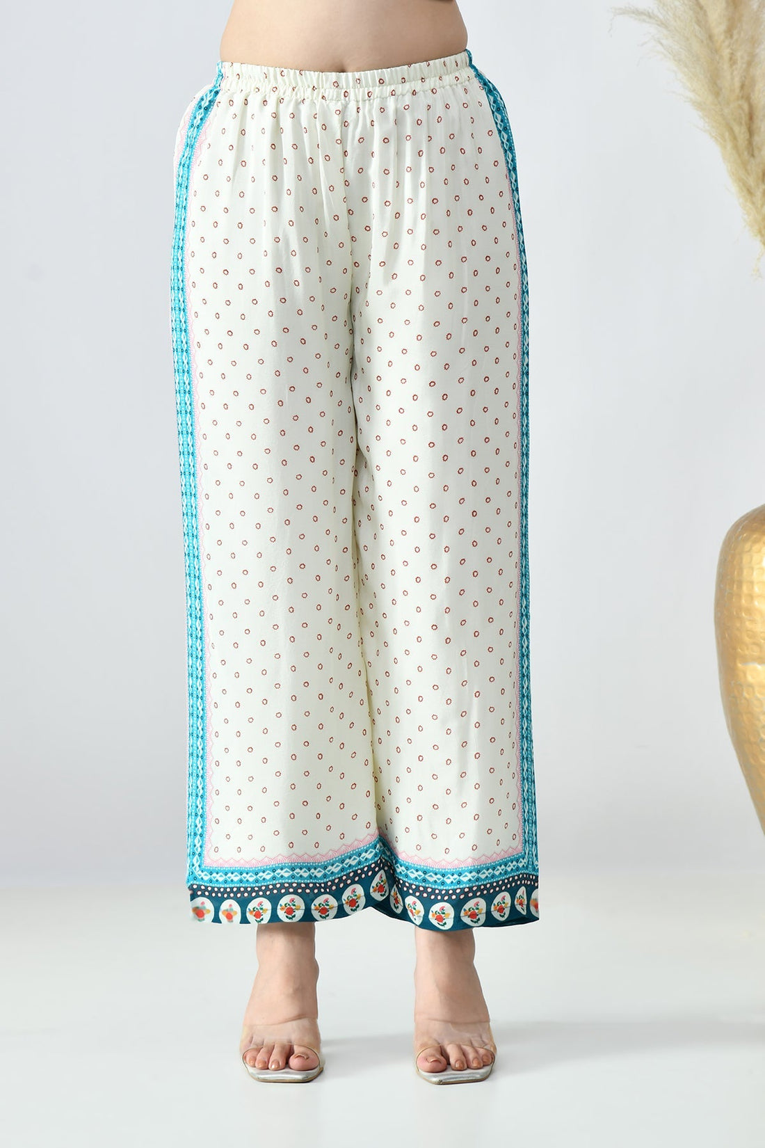 Cream Printed Co-Ord 3 Pcs Set