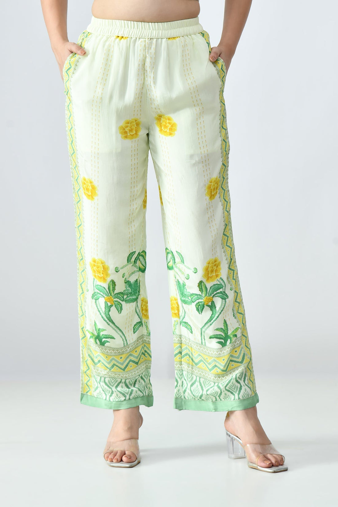 Green Printed Co-Ord 3 Pcs Set