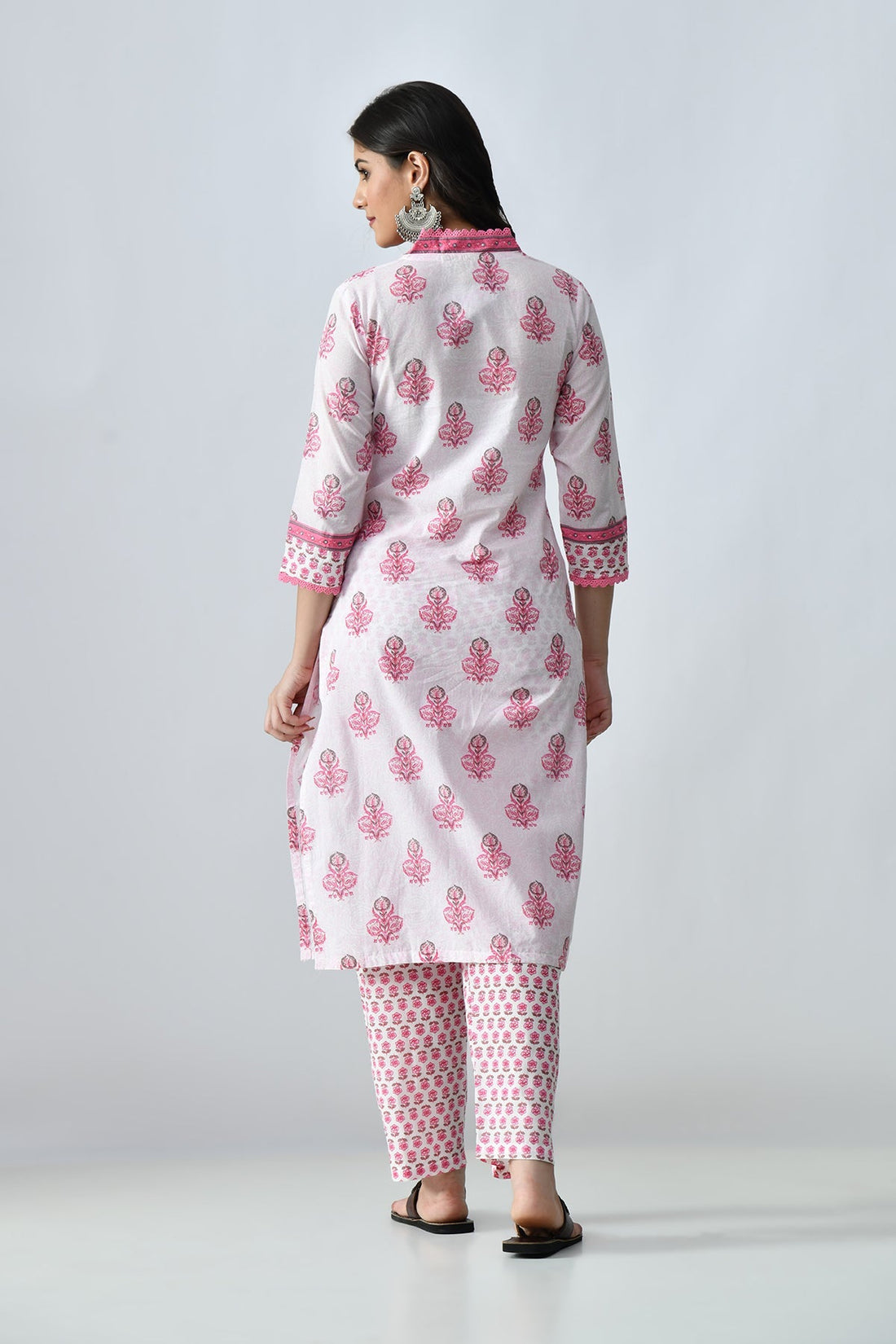 Cream Printed Kurta 3 Pcs Set