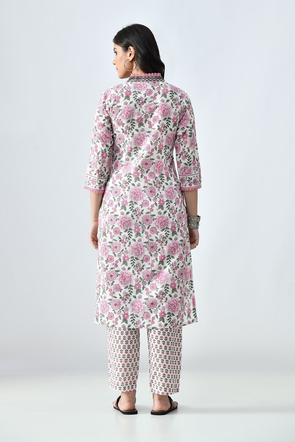 White Printed Kurta 2 Pcs Set