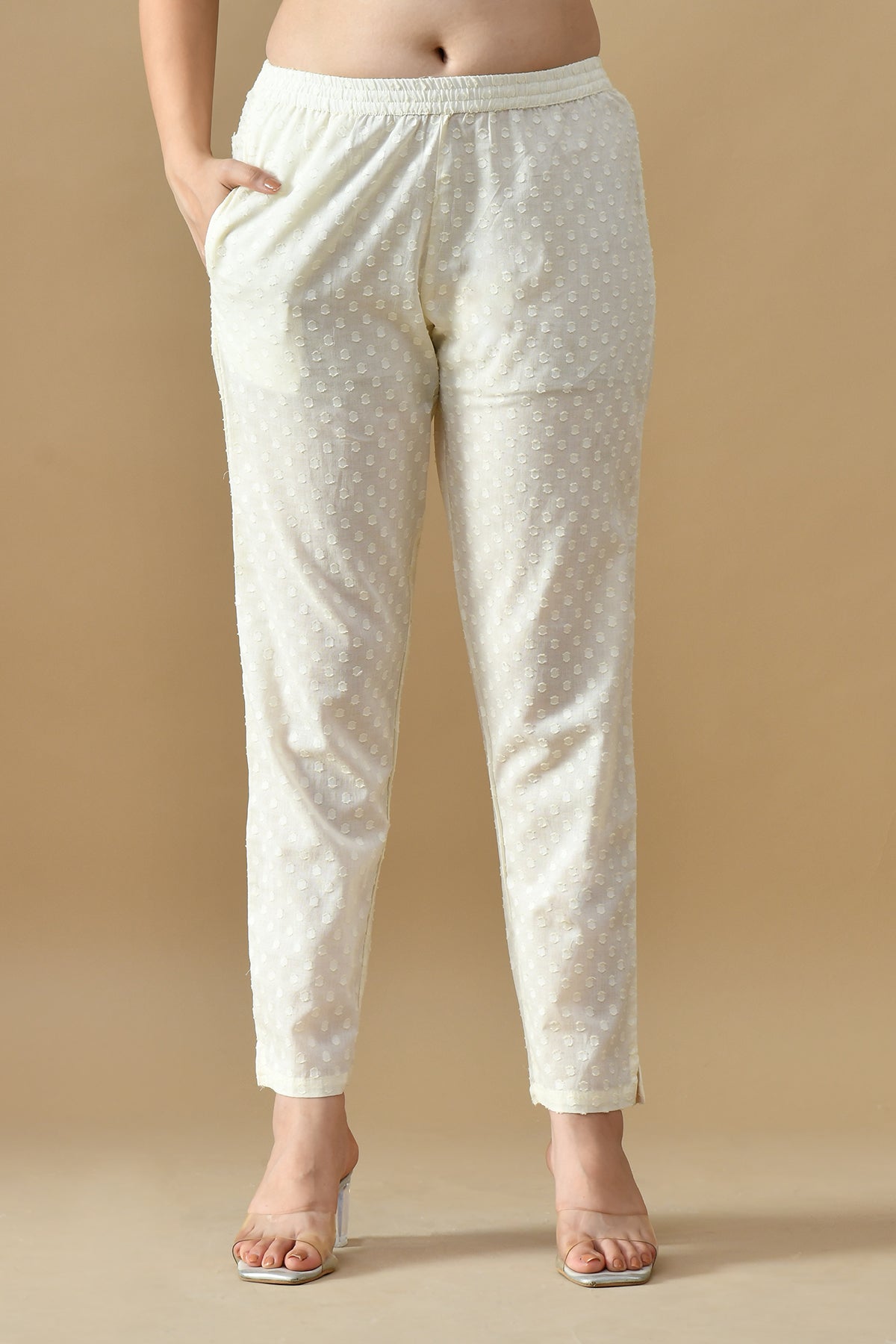Cream Printed Kurta 3 Pcs Set