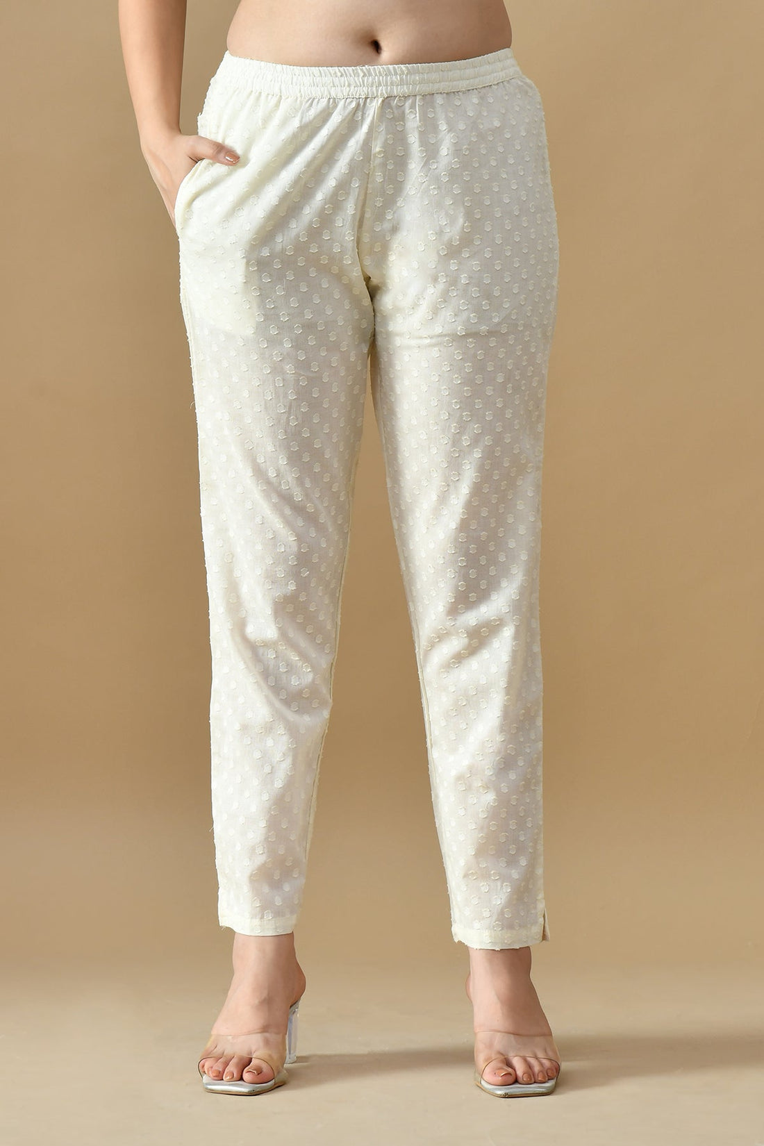 Cream Printed Kurta 3 Pcs Set