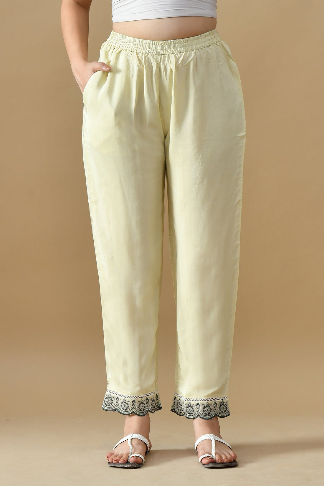 Cream Embroidered Kurta 3 Pcs Set