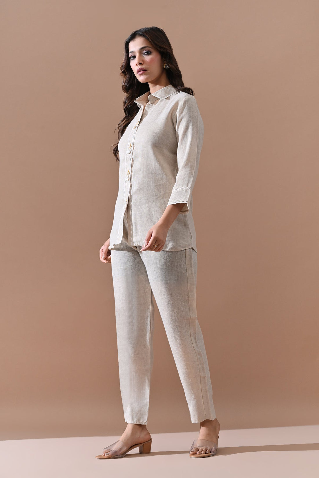 Beige Solid Co-Ord Set