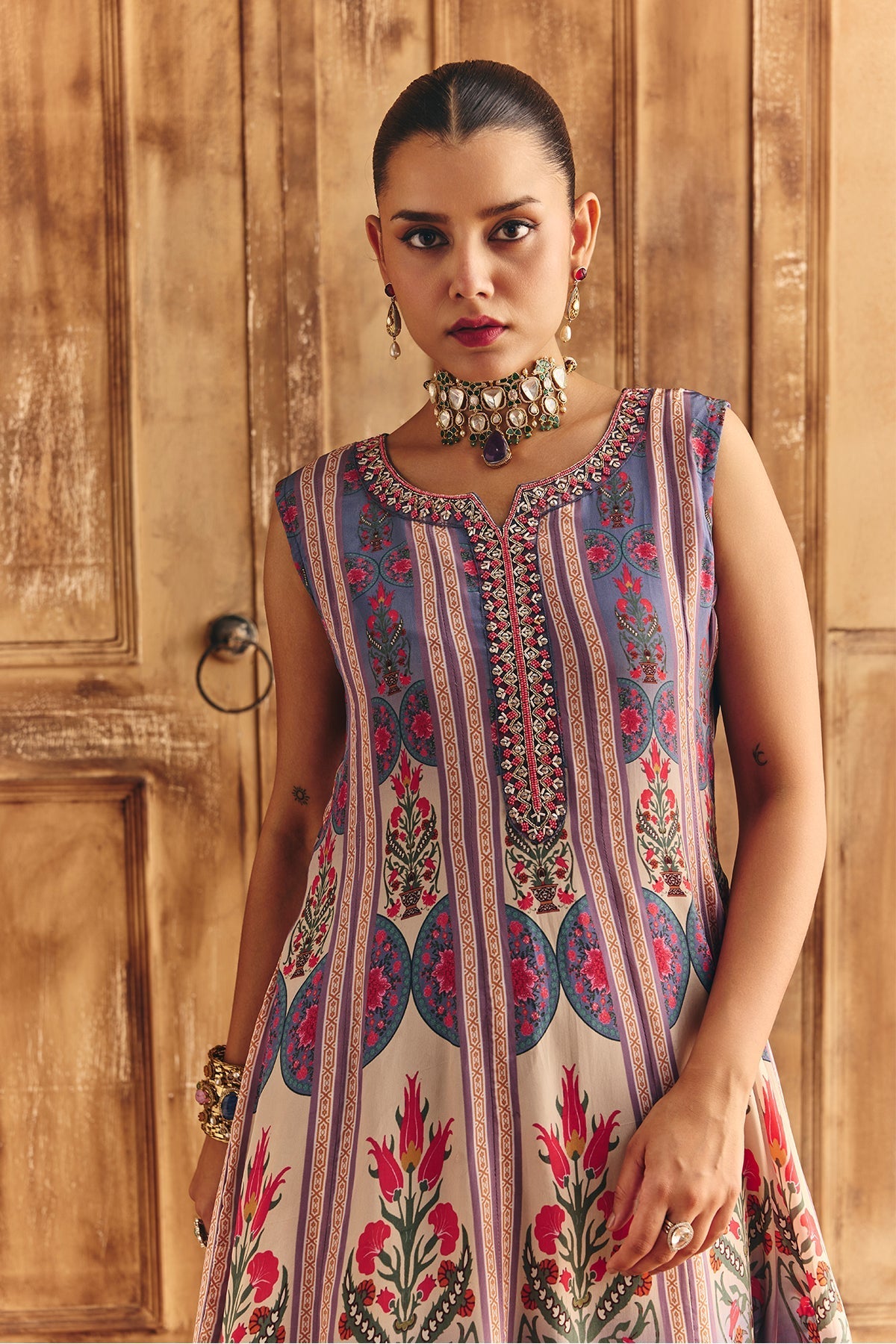 Multi Embellished Kurta 2 Pcs Set
