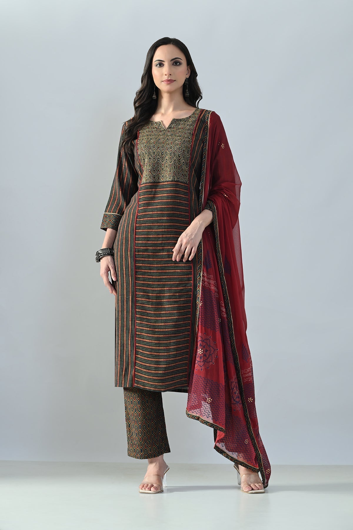 Multi Embellished Kurta 3 Pcs Set