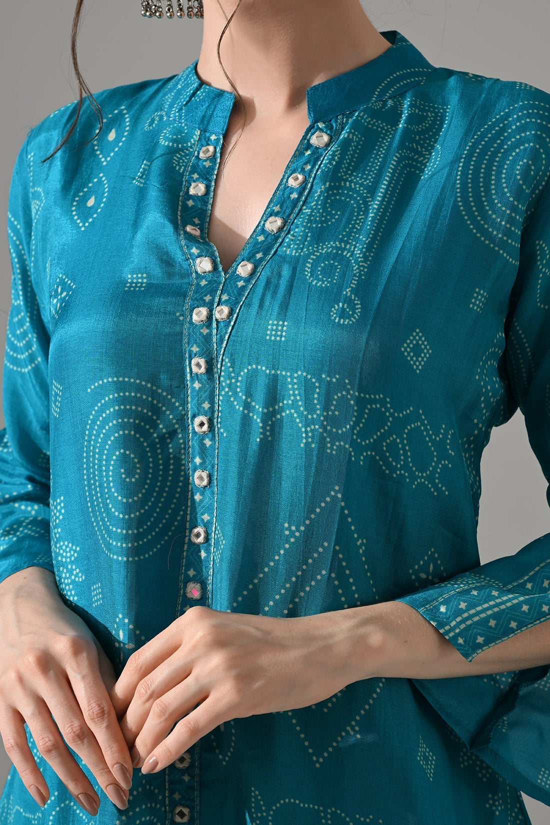 Blue Printed A-Line Kurta 2 Pcs Set