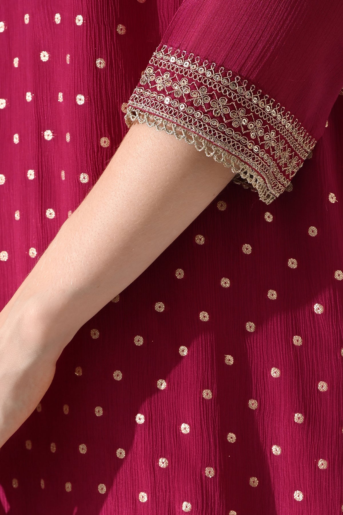 Magenta Printed Straight Kurta 3 Pcs Set