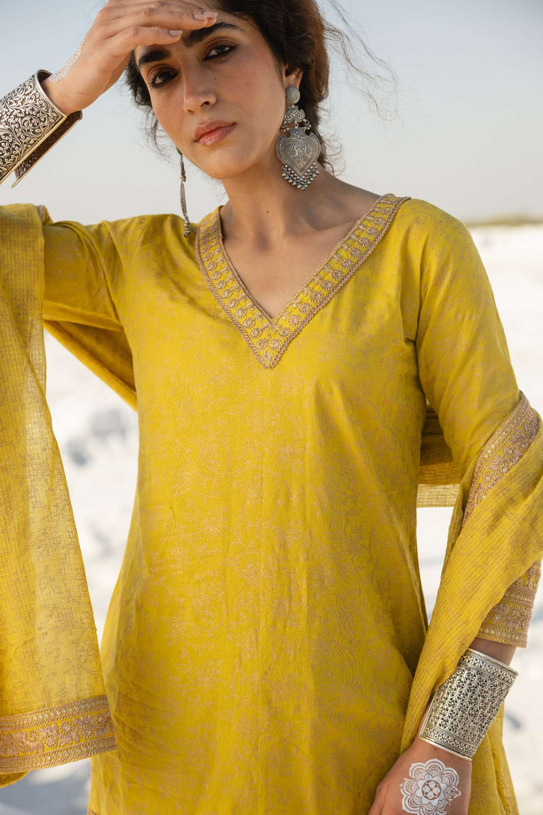 LIGHT YELLOW EMBROIDERED SHARARA SET