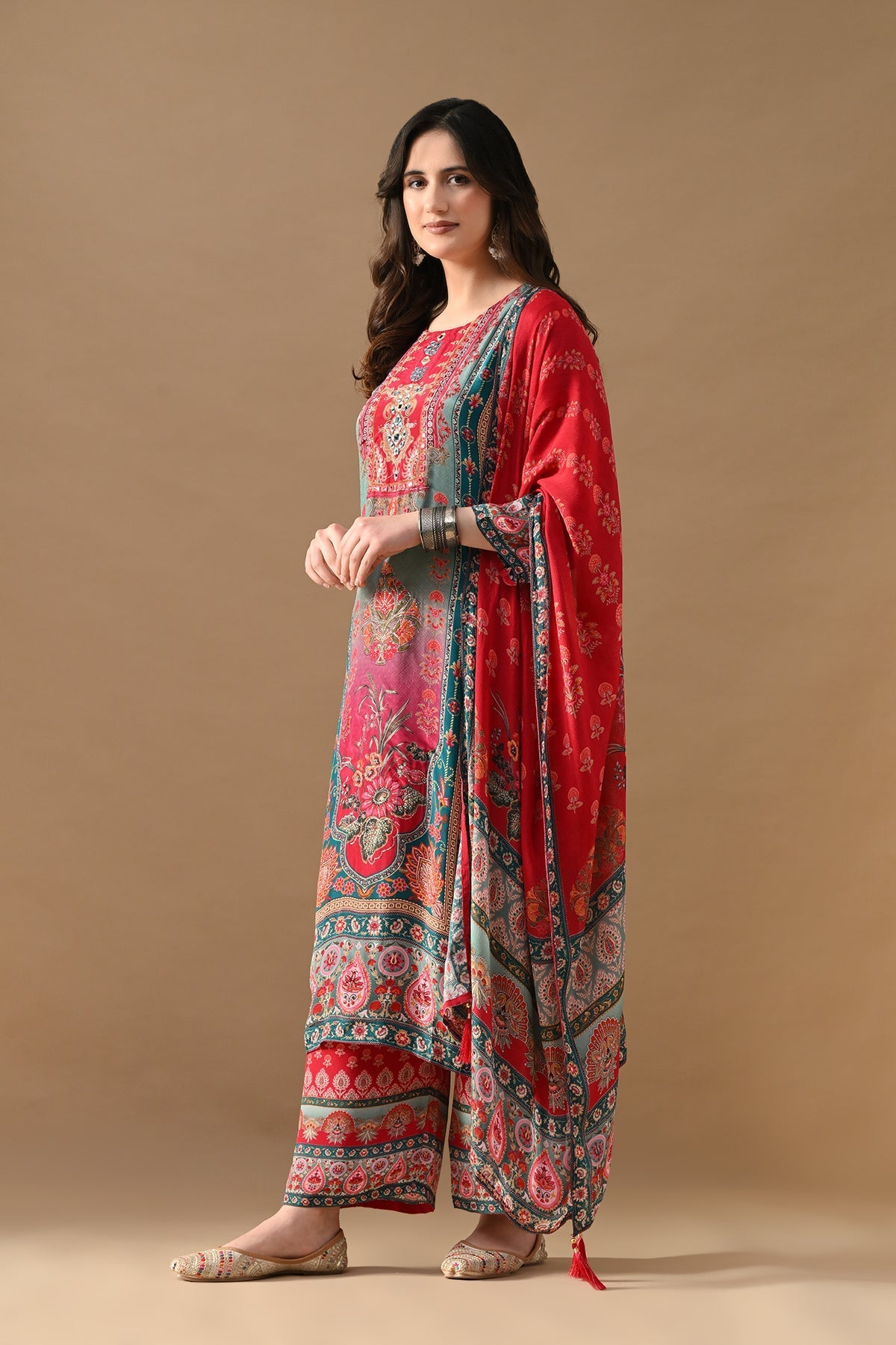 Multi Printed Kurta 3 Pcs Set
