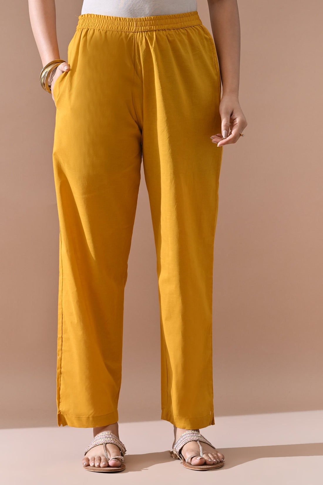 Yellow Printed Embroidered kurta 3 Pcs Set
