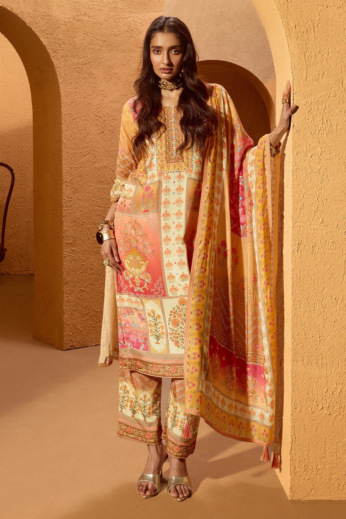 Multi Printed Kurta 3 Pcs Set