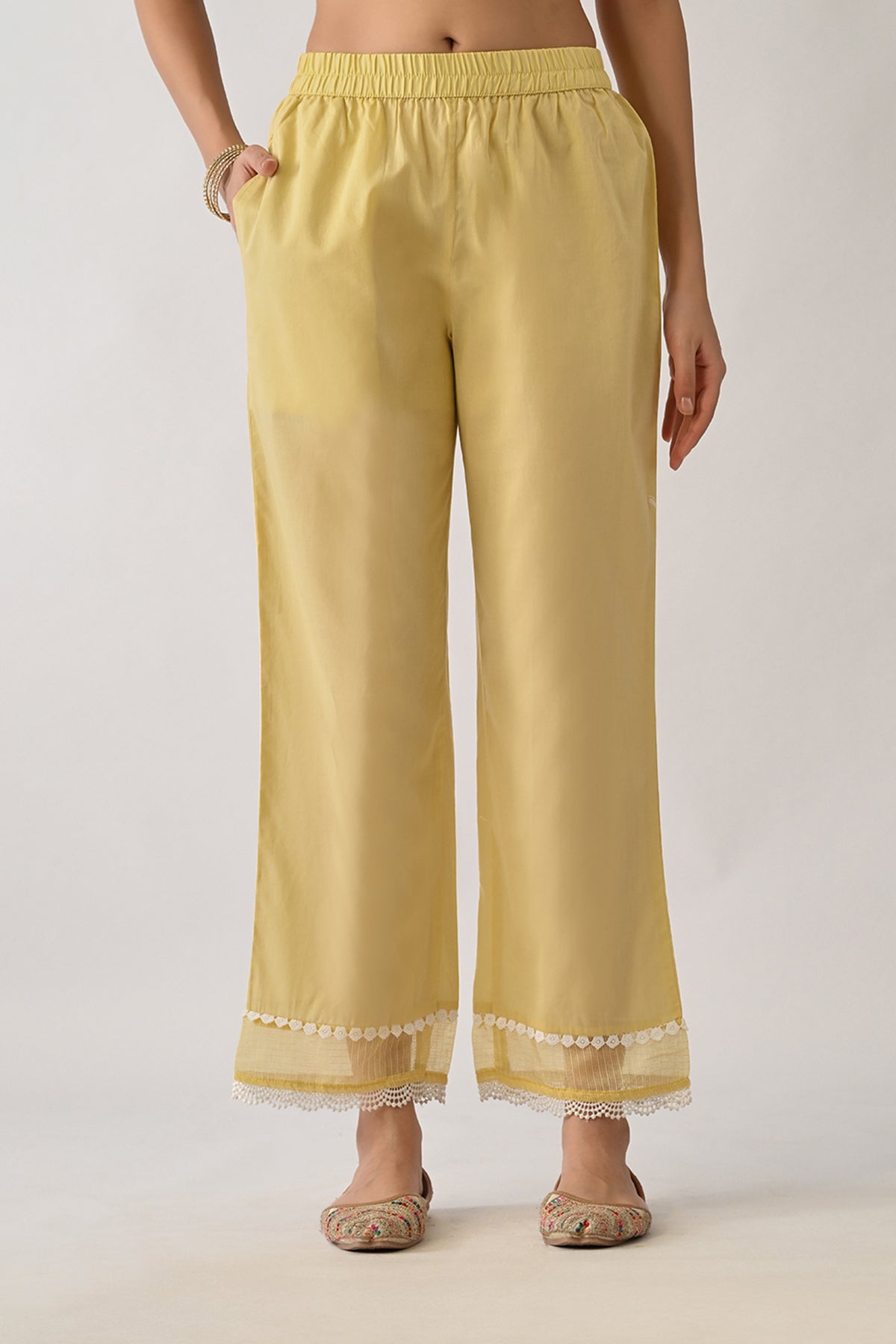 Yellow Embellished Kurta 3 Pcs Set