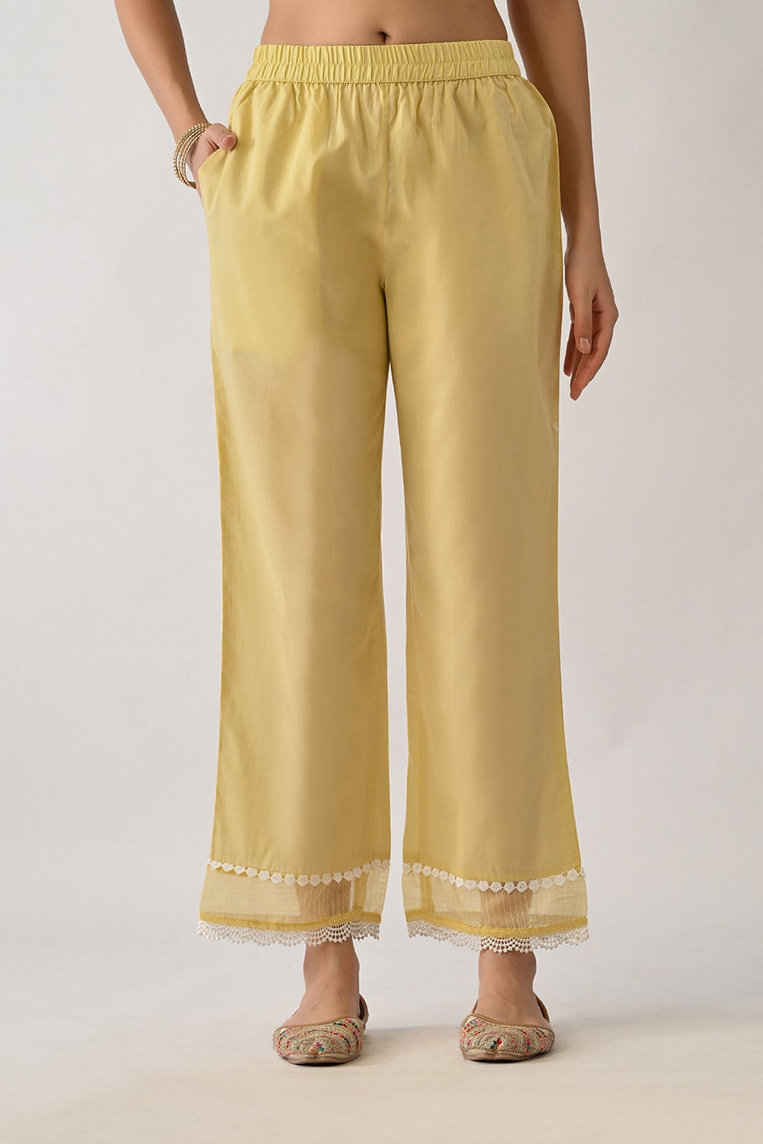 Yellow Embellished Kurta 3 Pcs Set