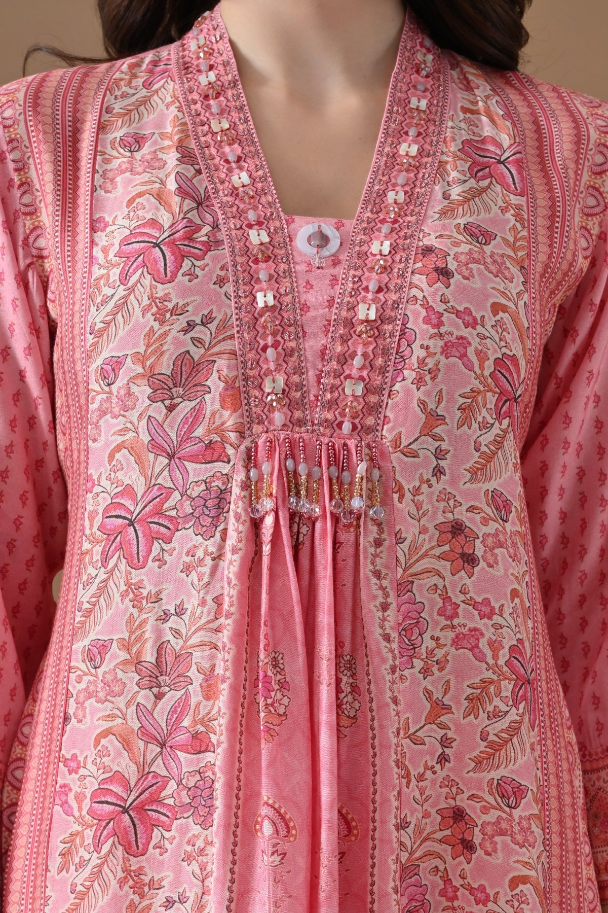 Pink Printed Kurta 3 Pcs Set