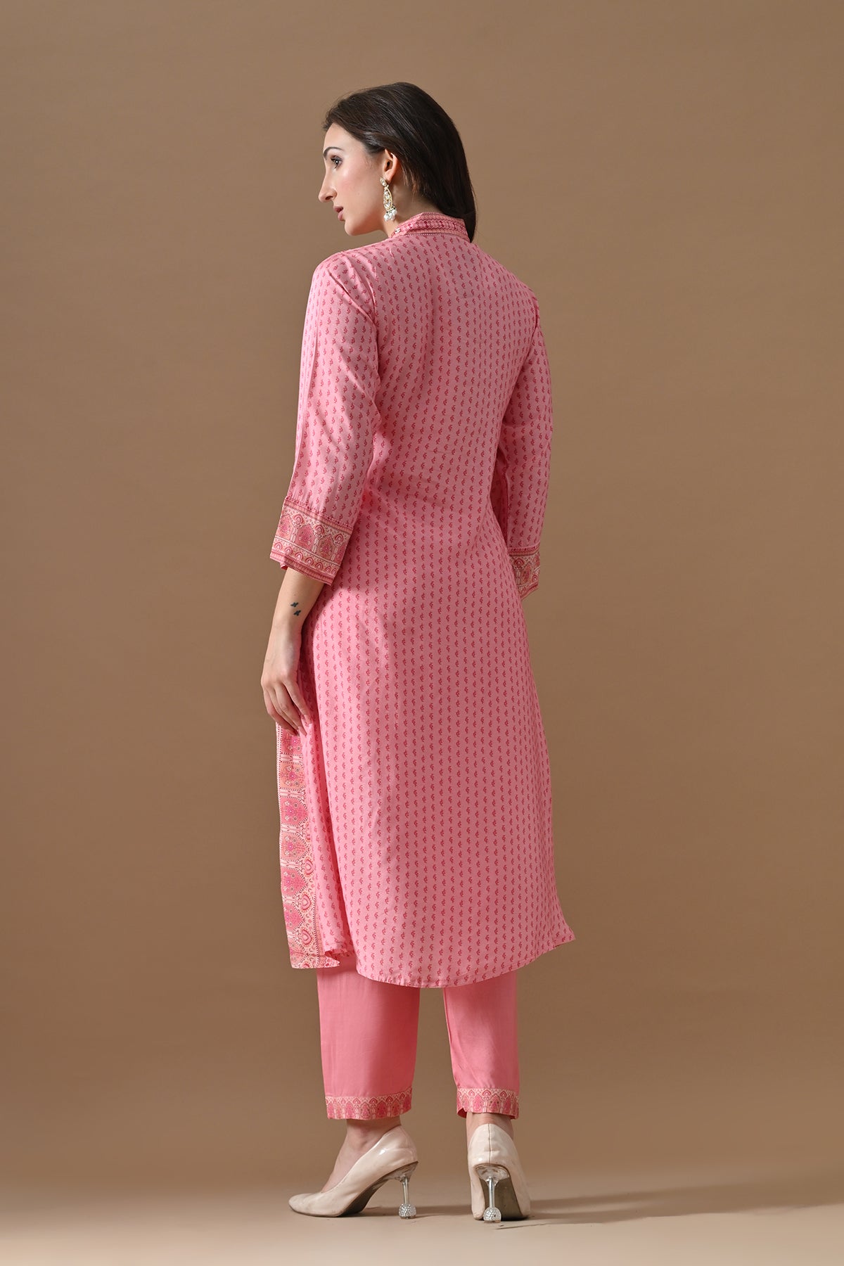 Pink Printed Kurta 3 Pcs Set