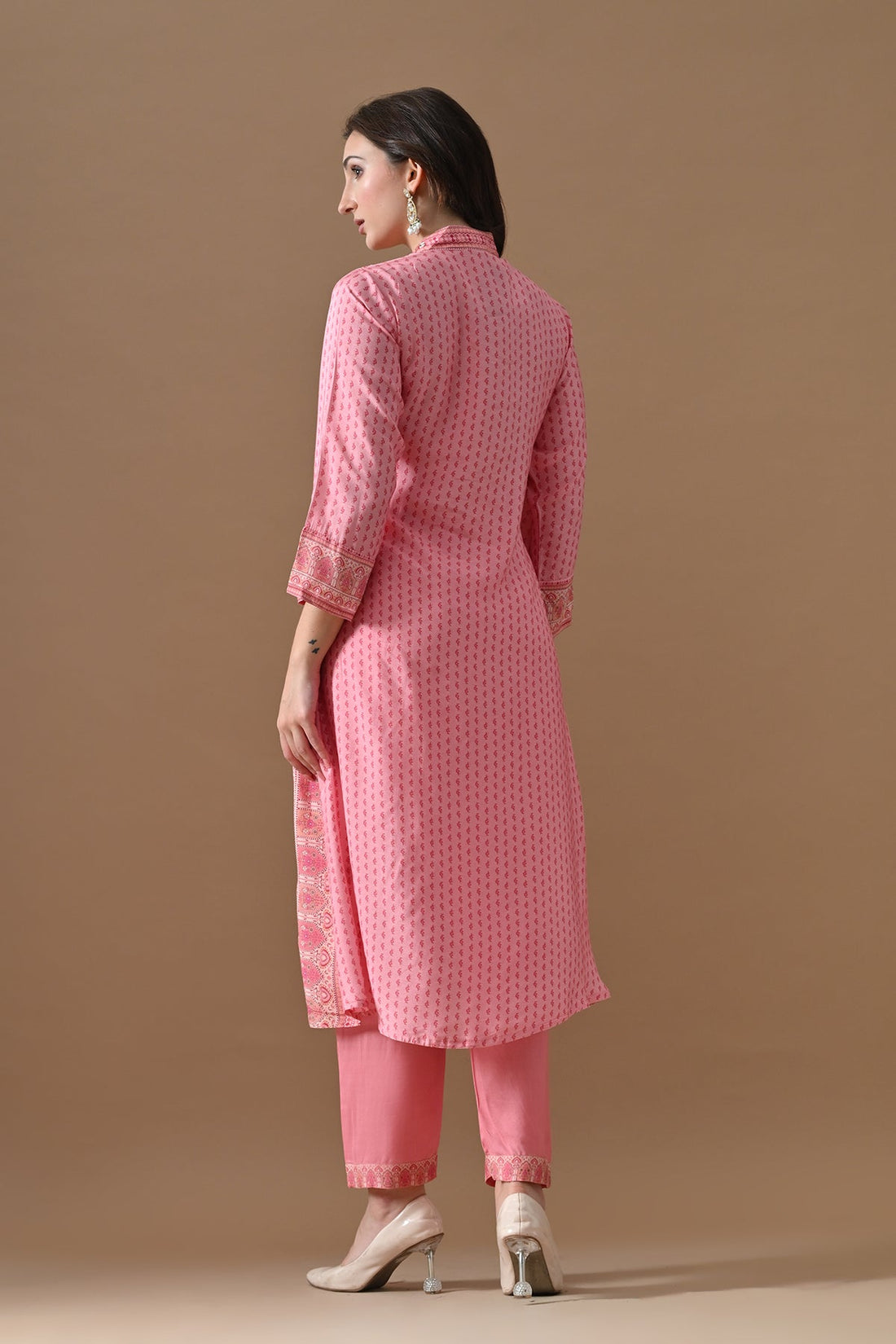 Pink Printed Kurta 3 Pcs Set