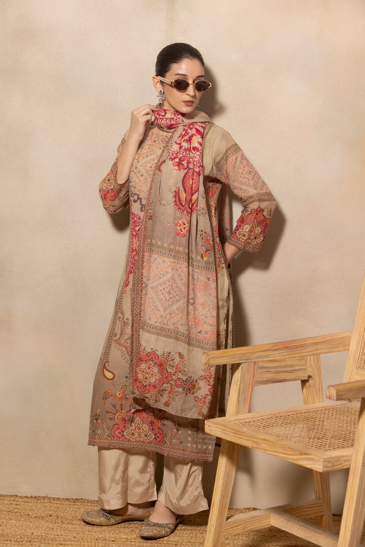 Multi Printed Kurta 3 Pcs Set