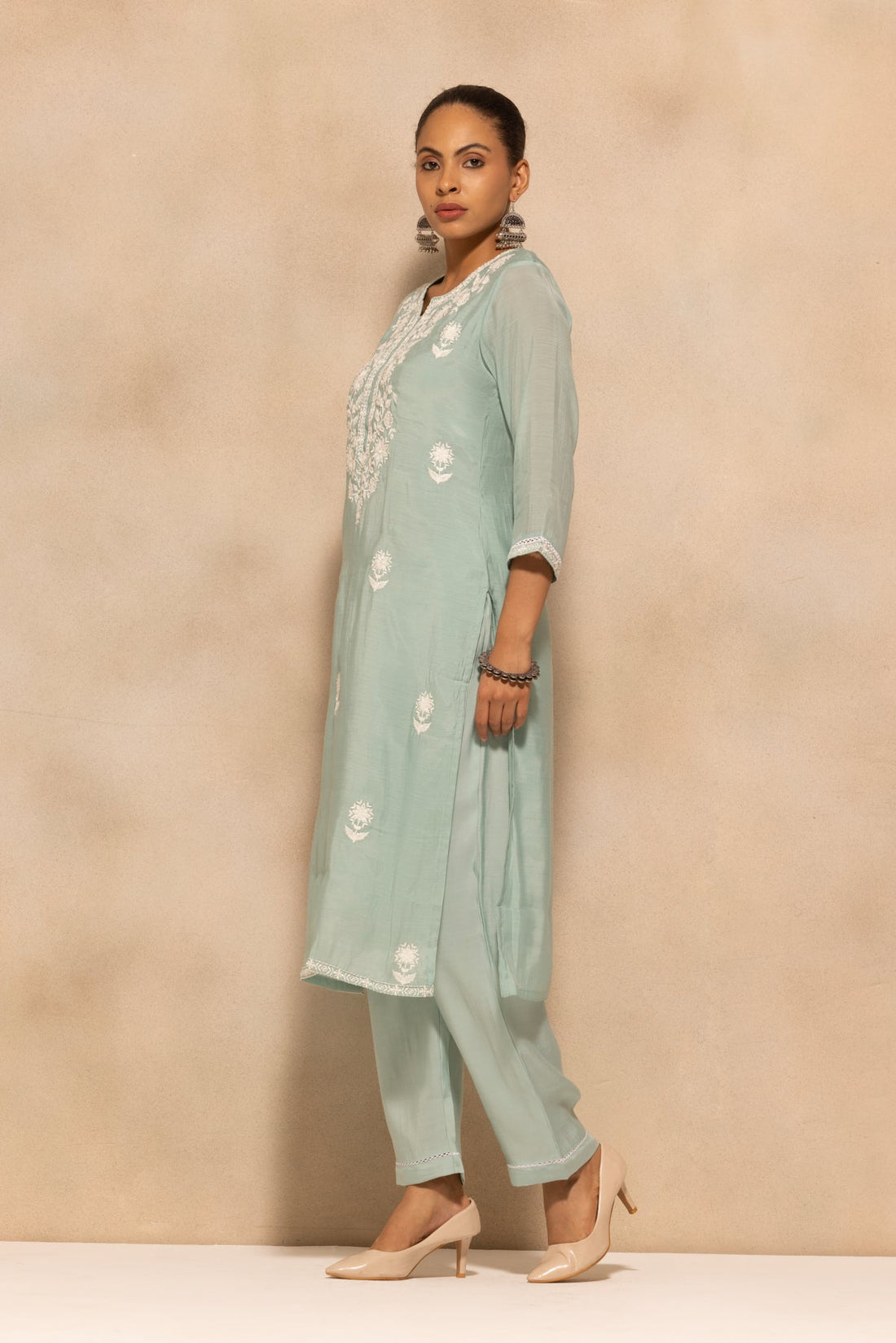 Green Embroidered Kurta 3 Pcs Set