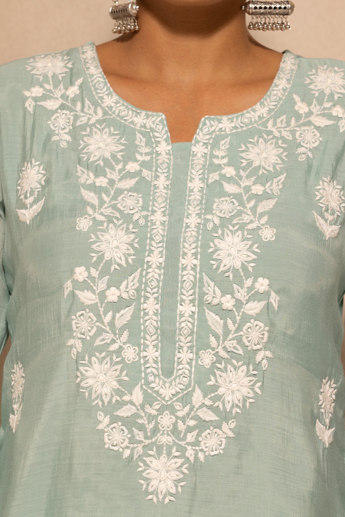 Green Embroidered Kurta 3 Pcs Set