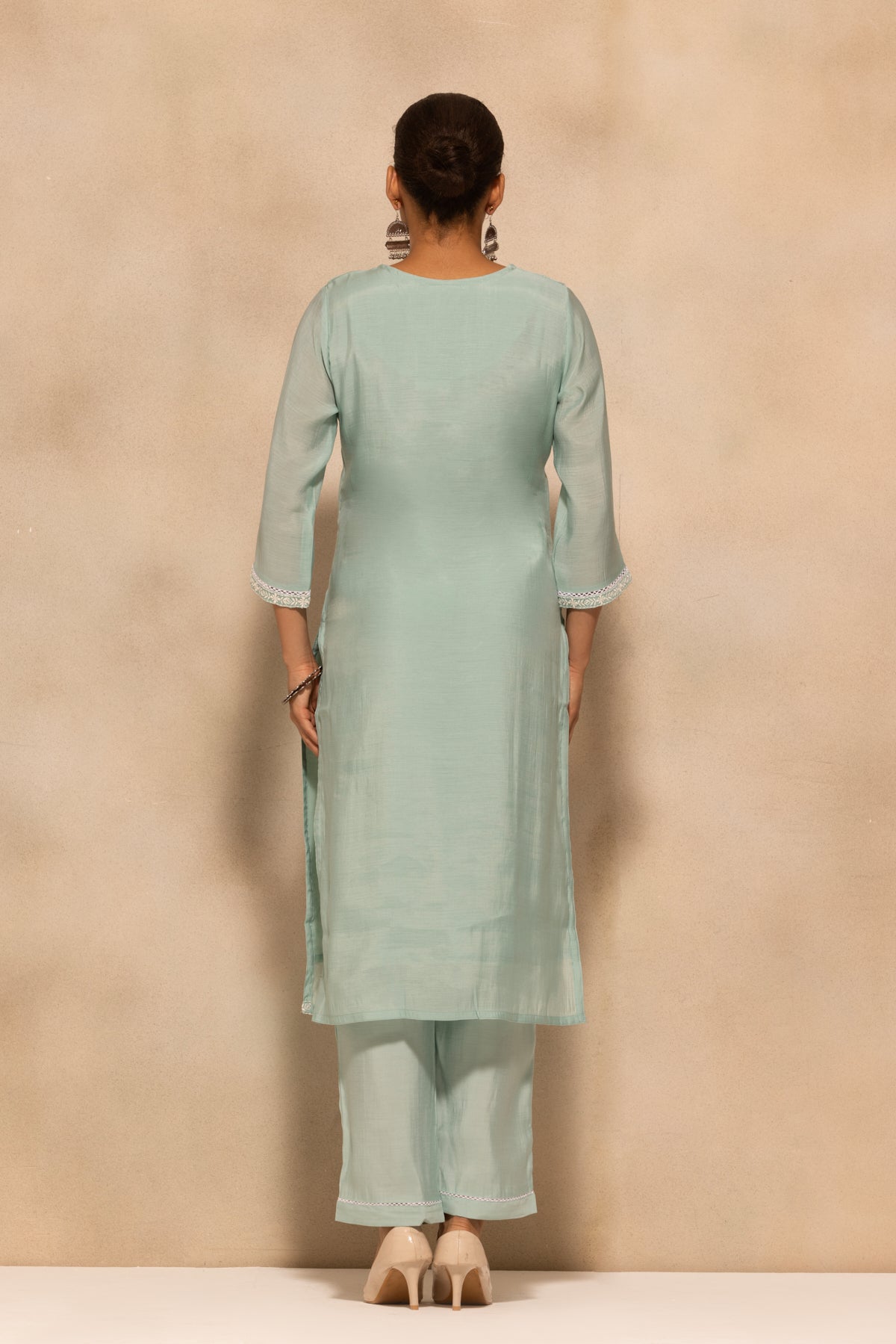 Green Embroidered Kurta 3 Pcs Set