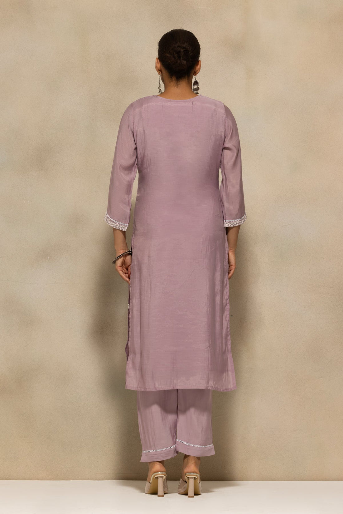 Purple Embroidered Kurta 3 Pcs Set