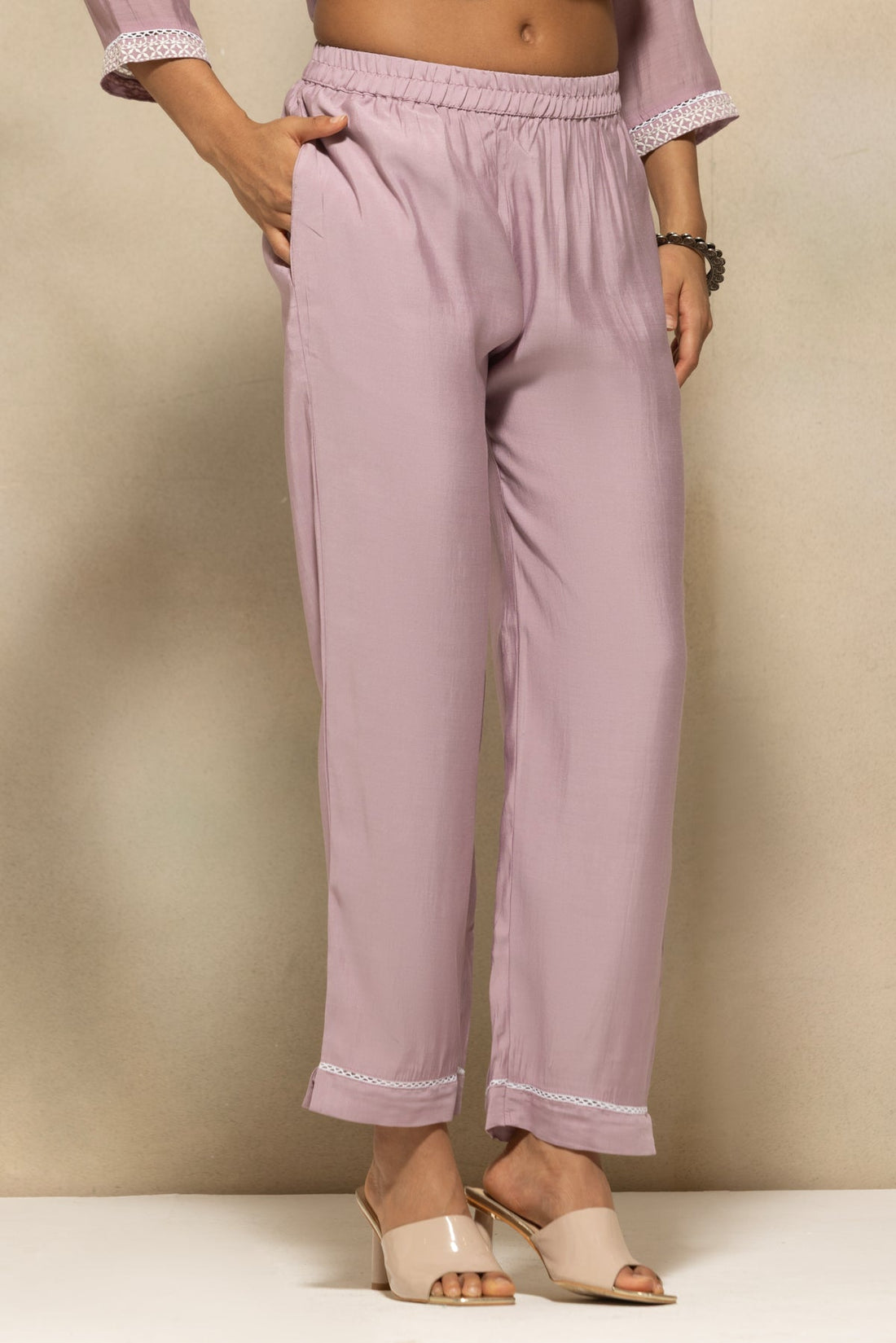 Purple Embroidered Kurta 3 Pcs Set