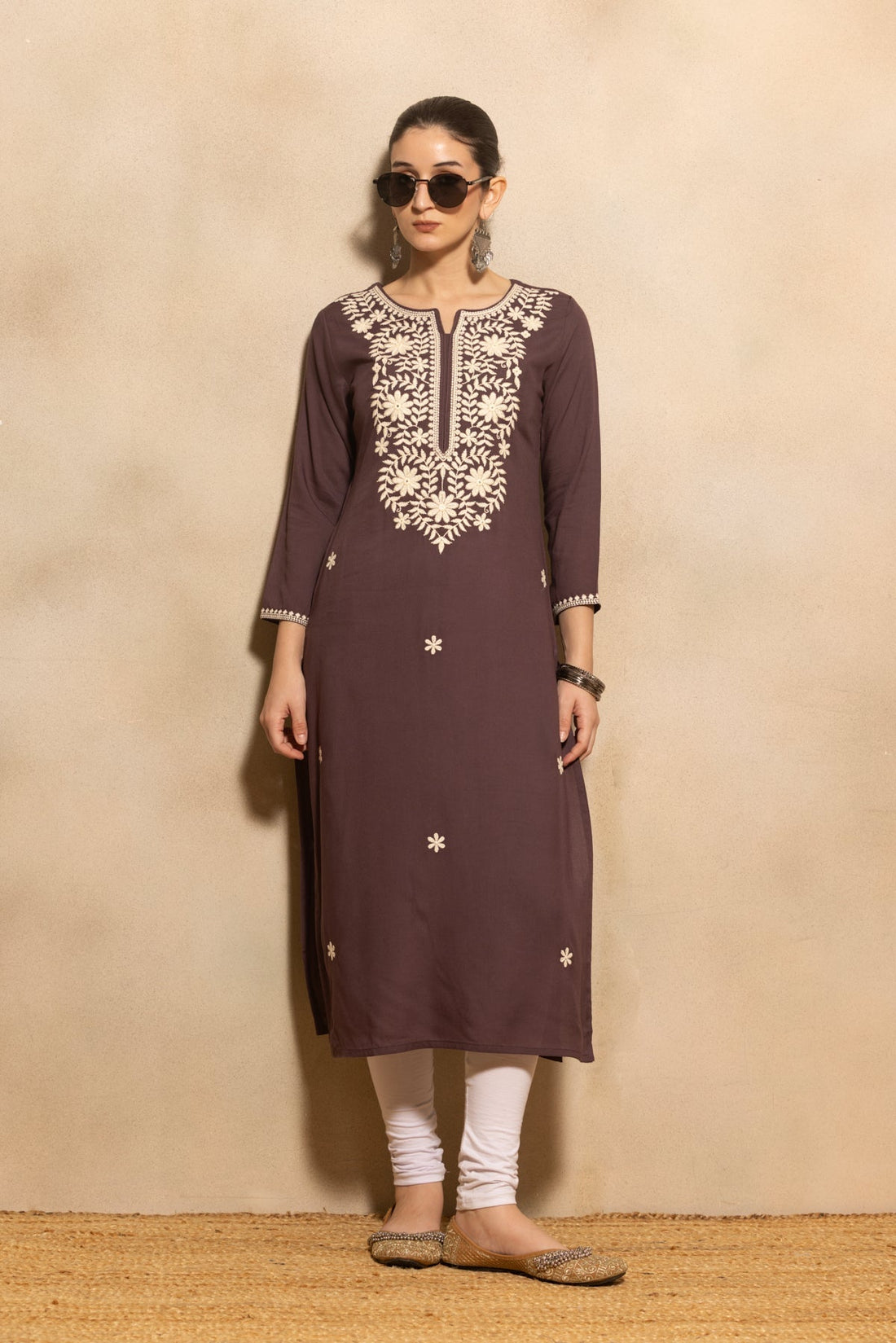 Purple Embroidered Kurta