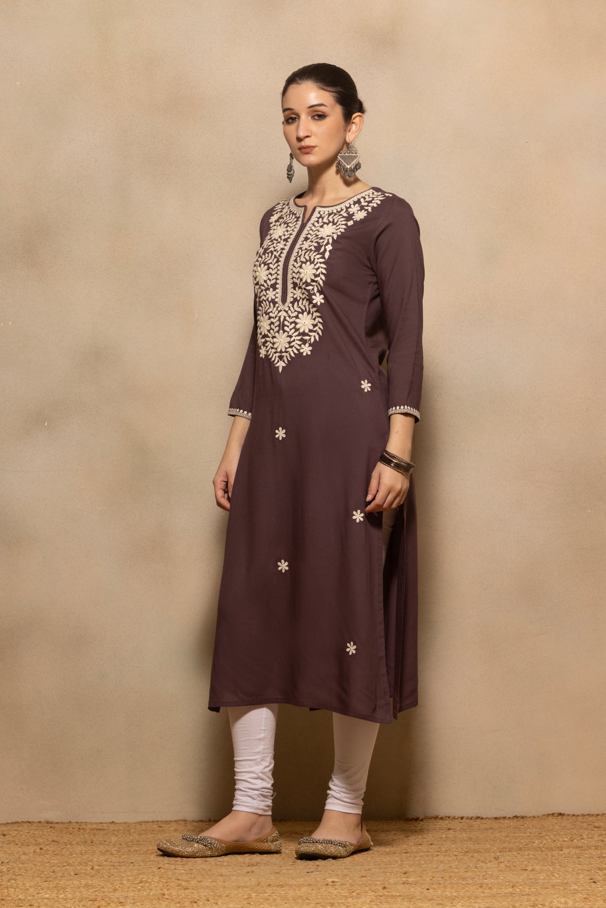 Purple Embroidered Kurta