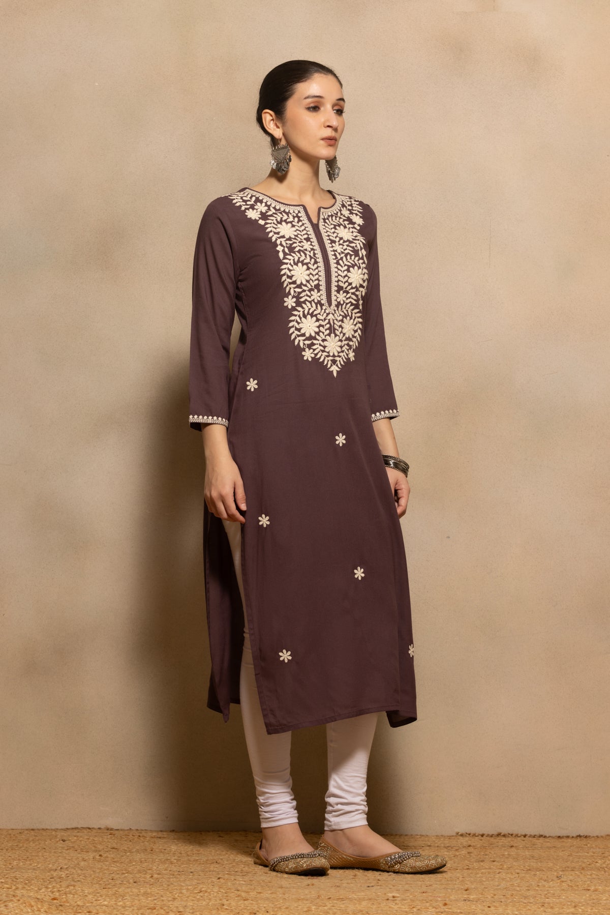 Purple Embroidered Kurta