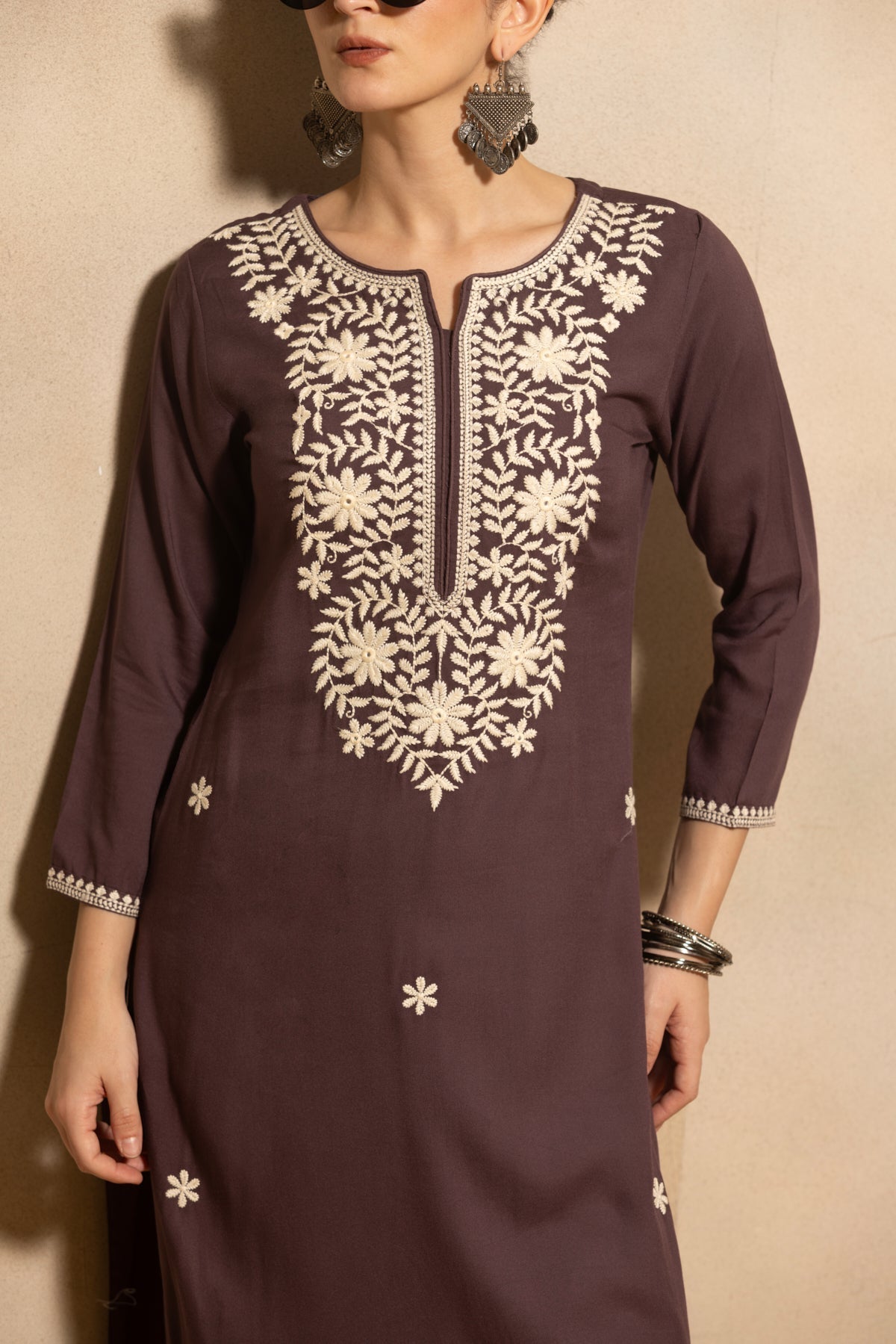 Purple Embroidered Kurta