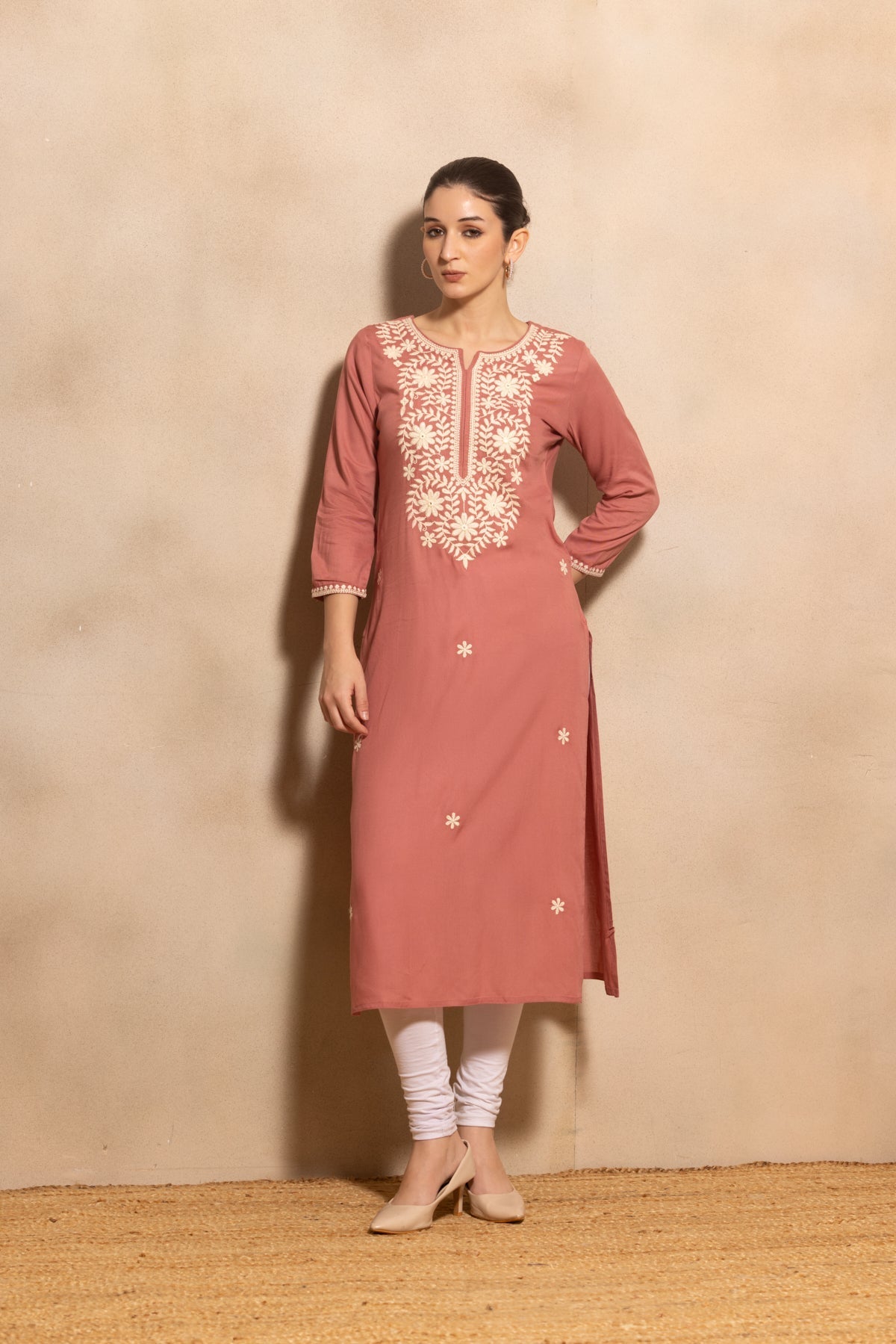Pink Embroidered Kurta