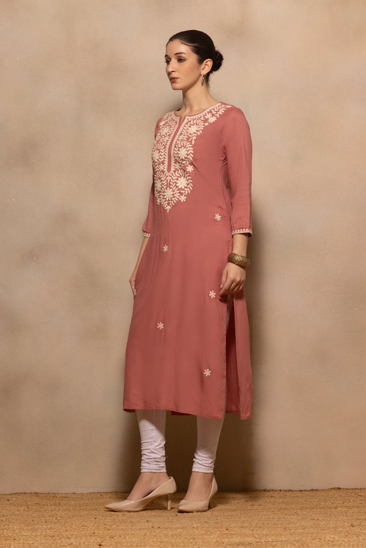 Pink Embroidered Kurta