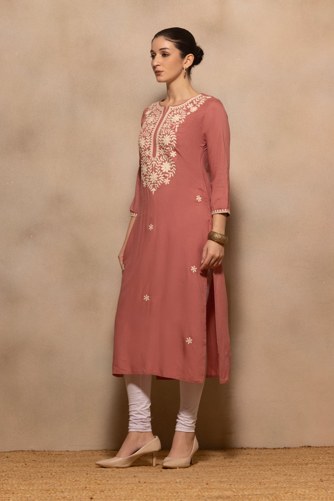 Pink Embroidered Kurta