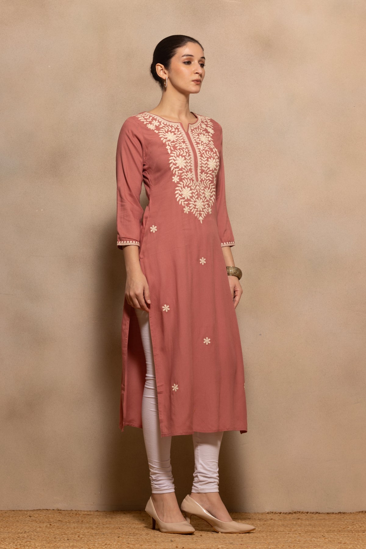 Pink Embroidered Kurta