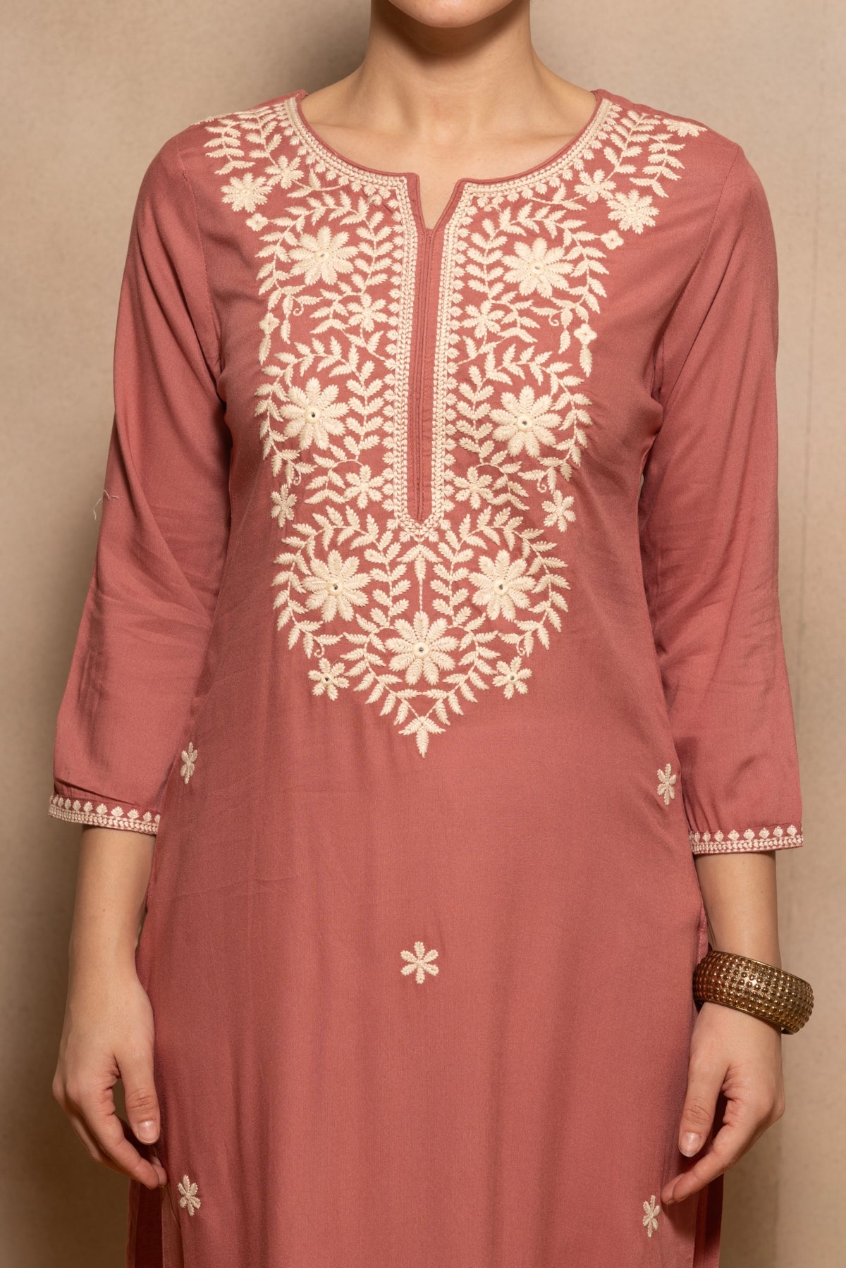 Pink Embroidered Kurta