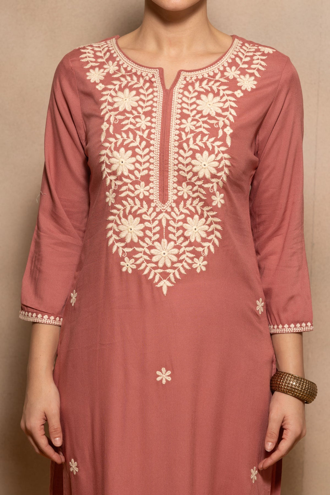 Pink Embroidered Kurta
