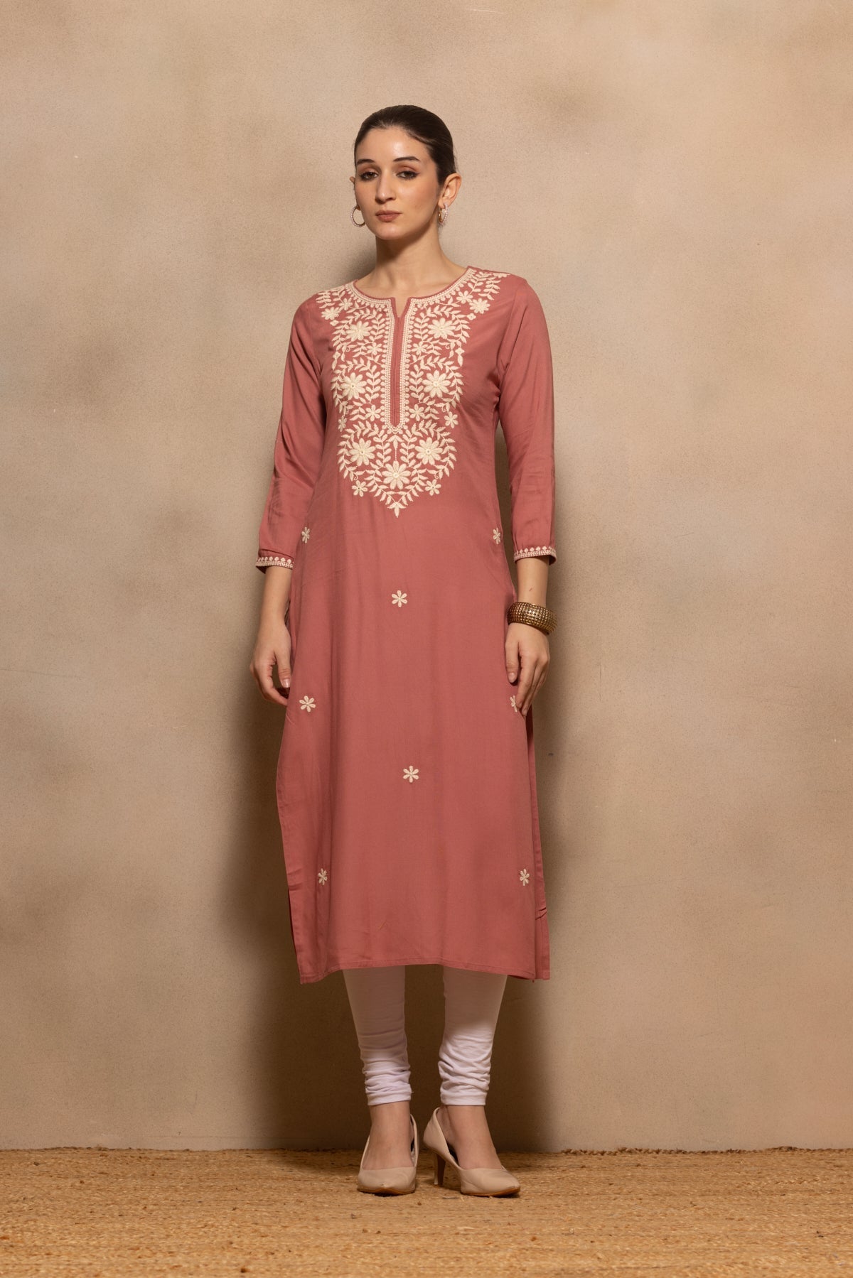 Pink Embroidered Kurta