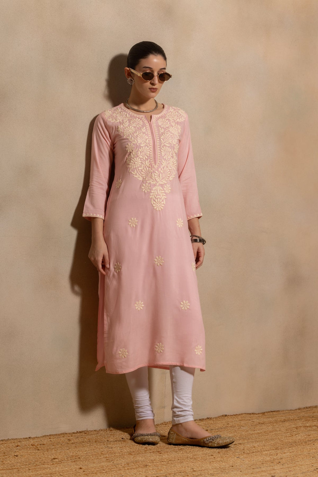 Light Pink Embroidered Kurta