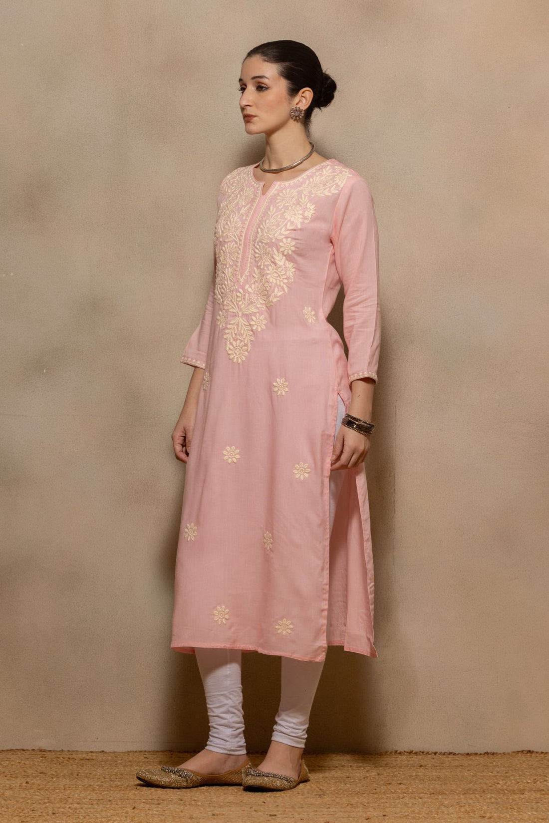 Light Pink Embroidered Kurta