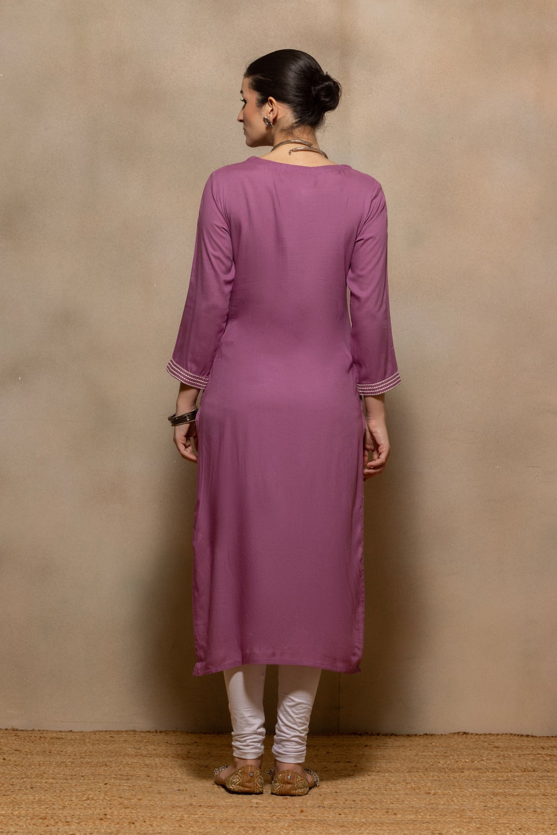 Purple Floral Embroidered Kurta
