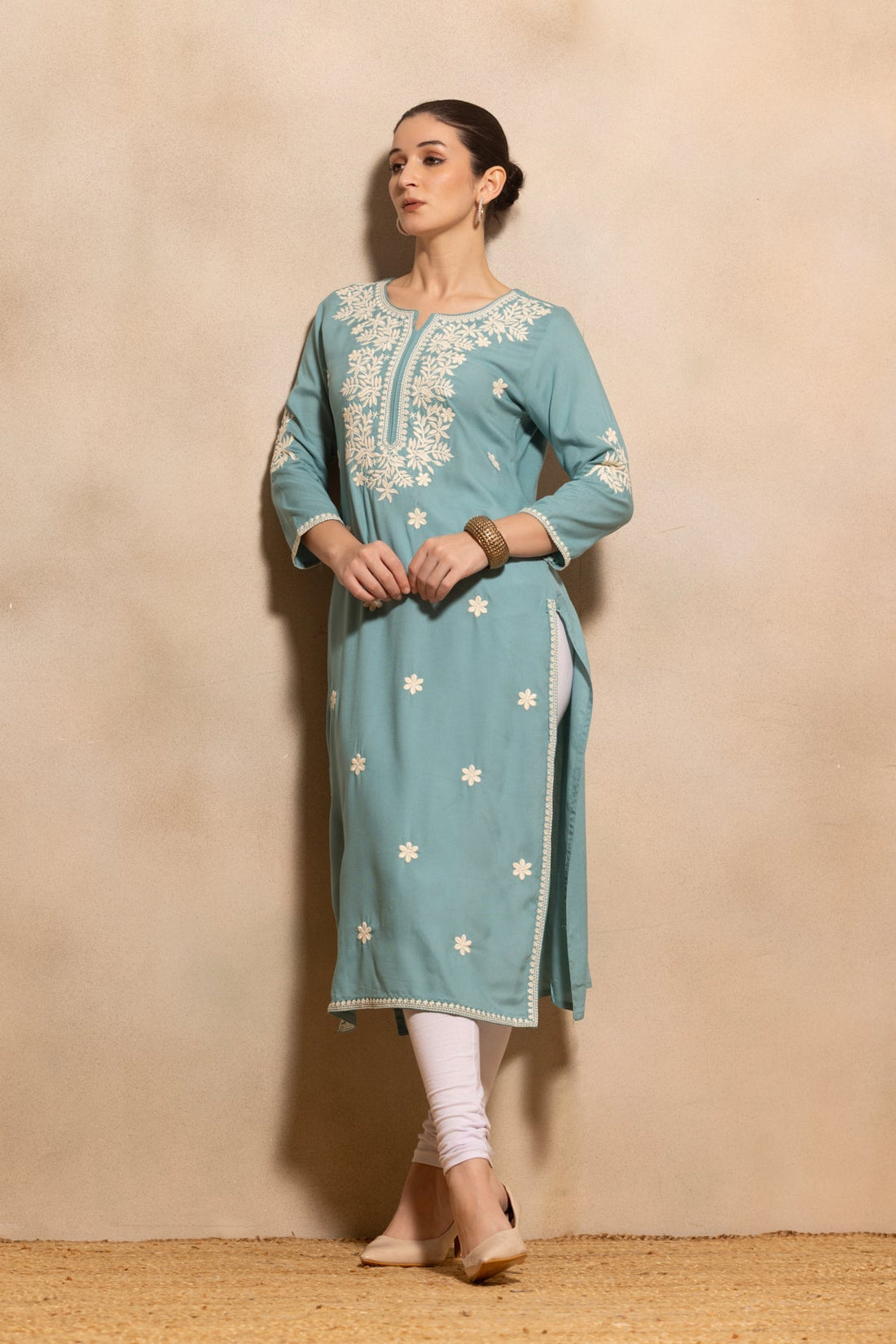 Green Embroidered Kurta