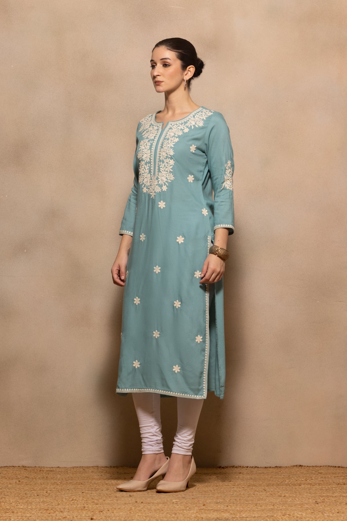 Green Embroidered Kurta