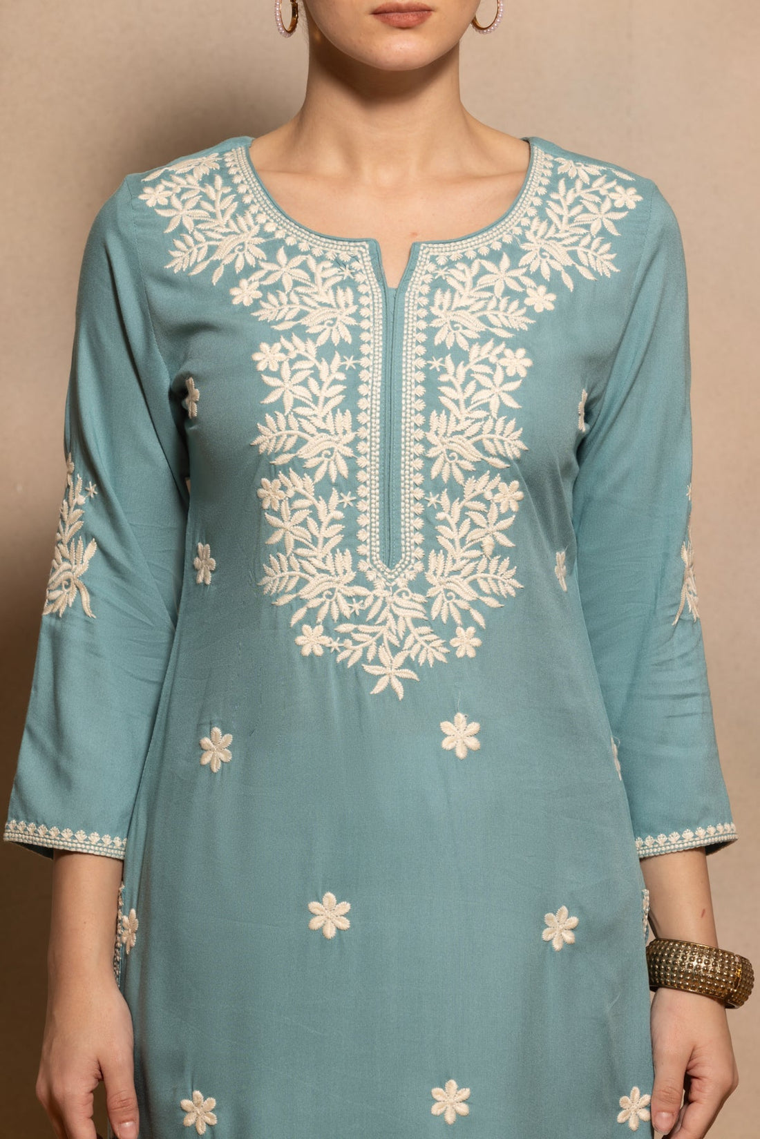 Green Embroidered Kurta