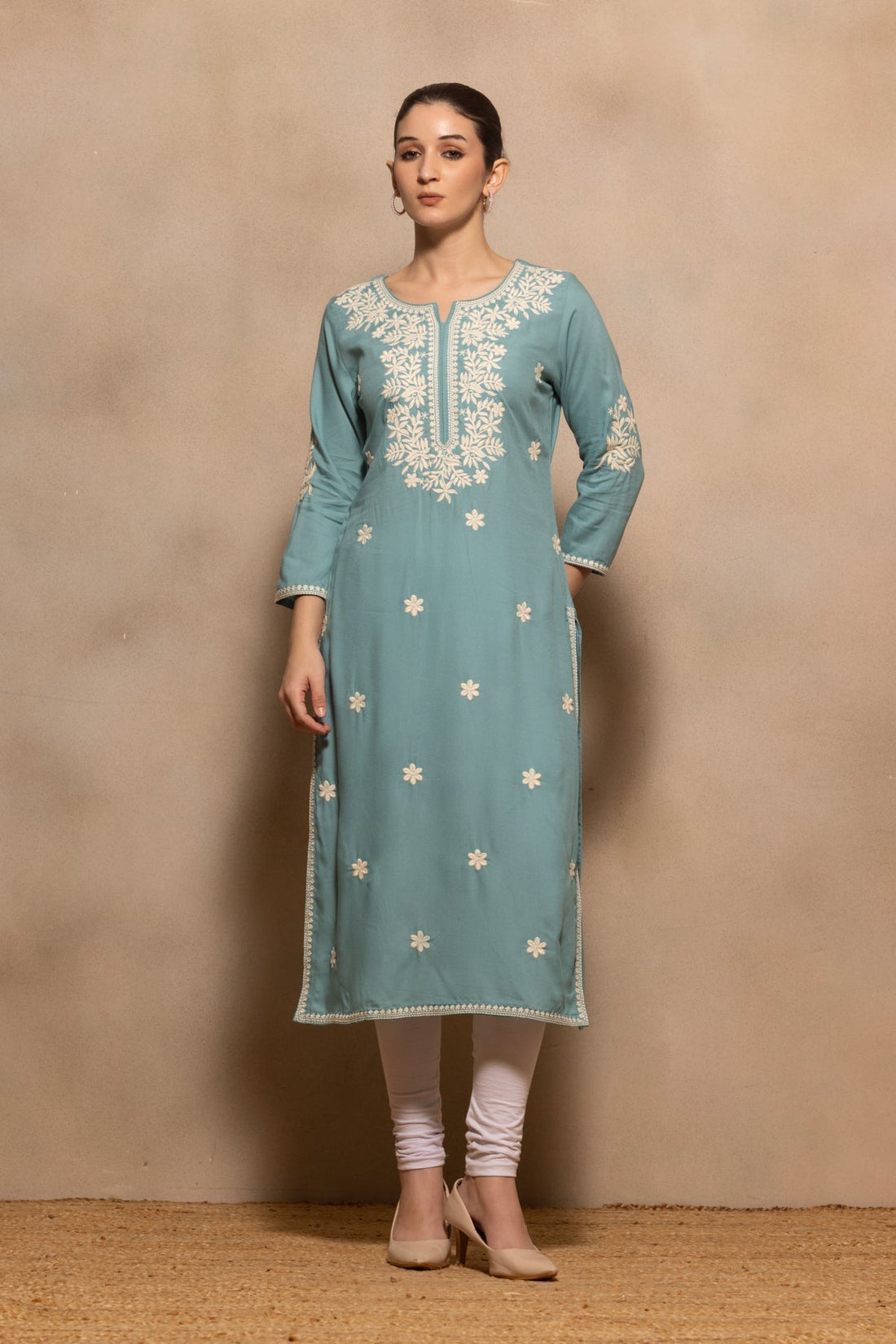 Green Embroidered Kurta