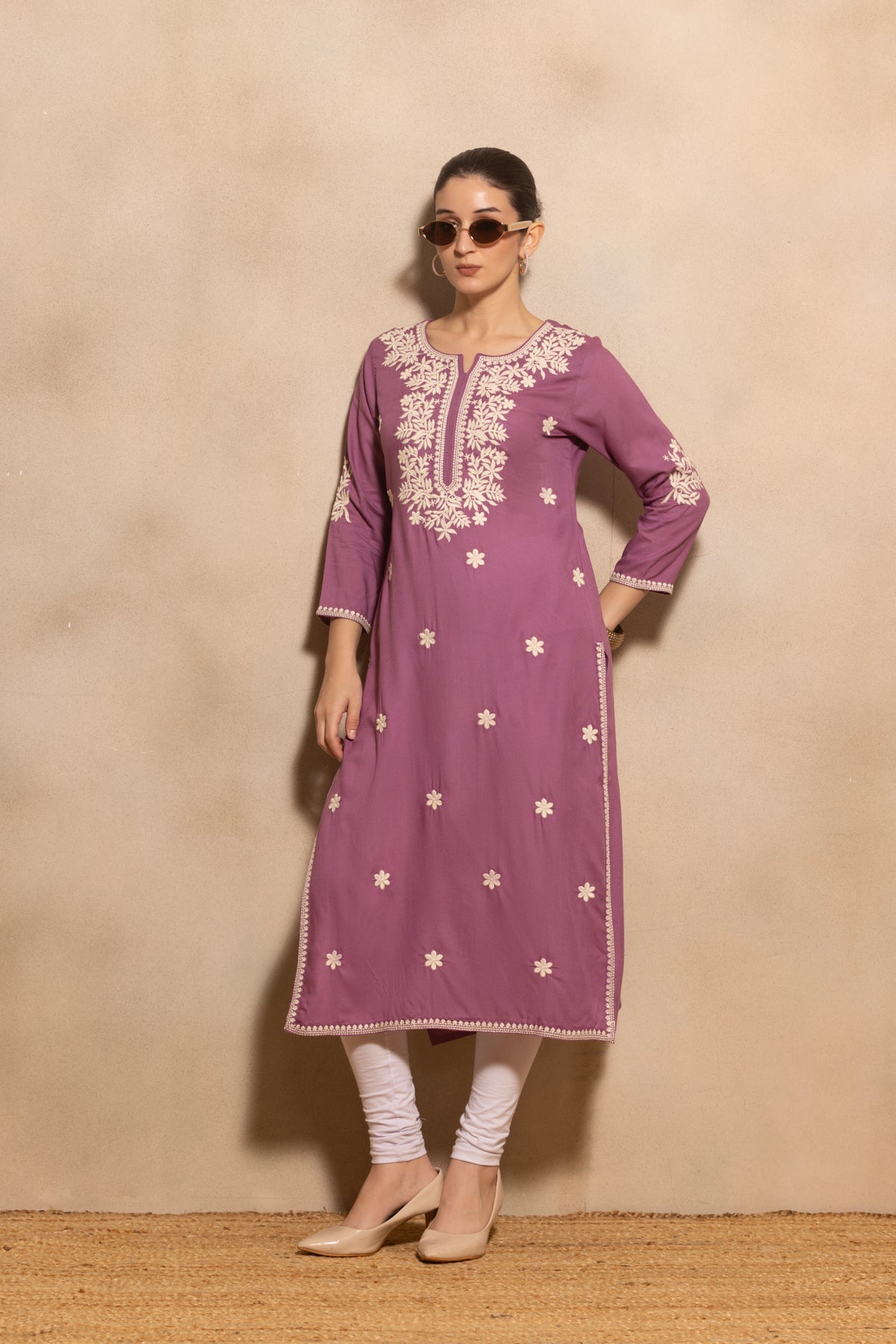 Purple Embroidered Kurta