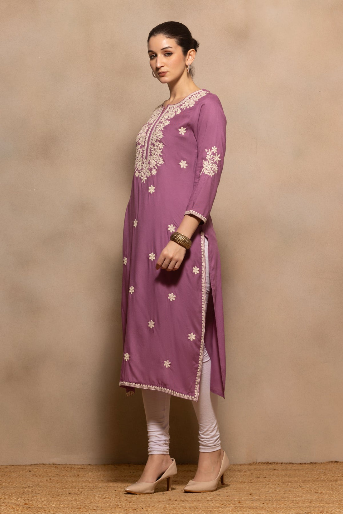 Purple Embroidered Kurta